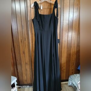 Black Tie-Shoulder Maxi Dress